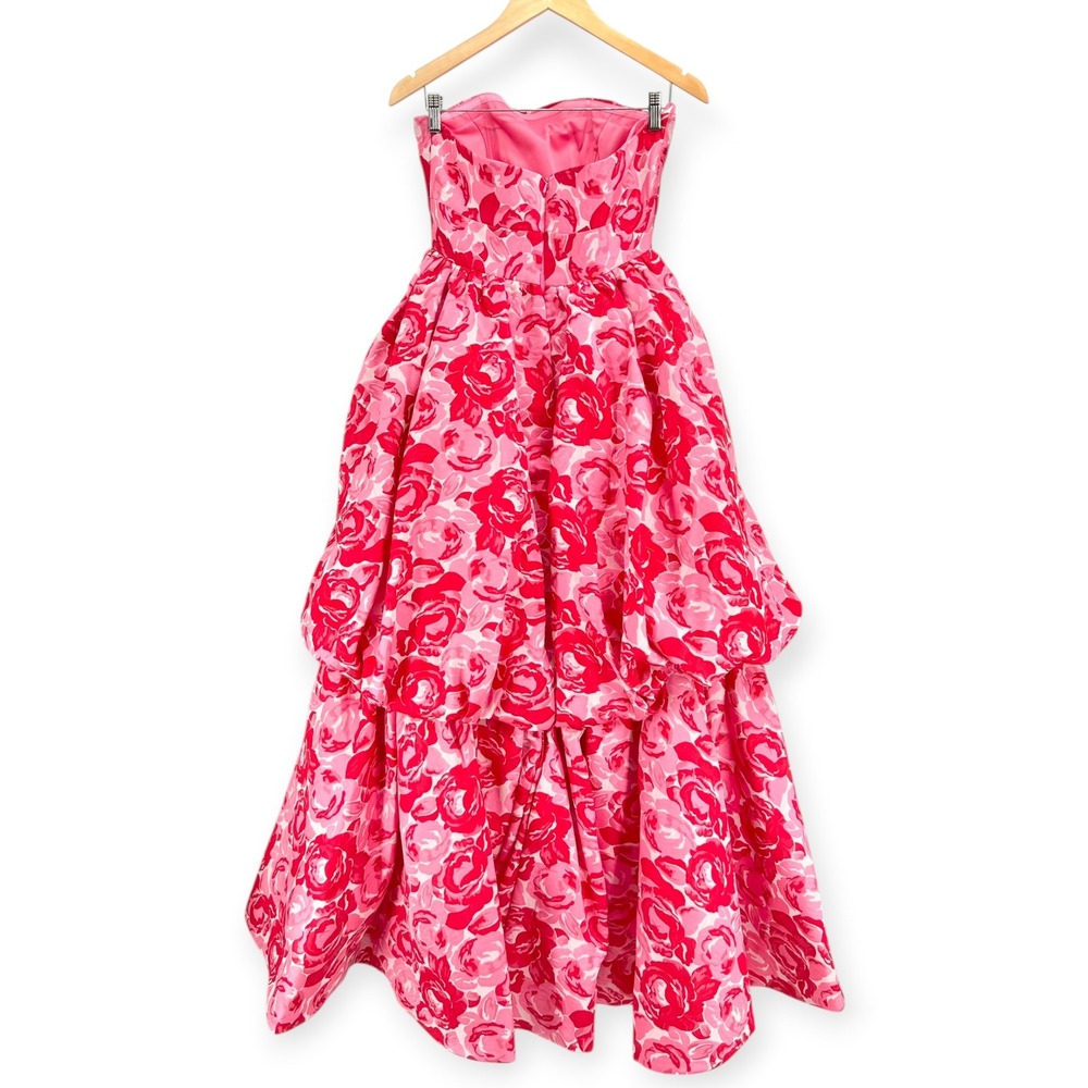 NEW Mac Duggal Pink Brocade Strapless Bubble Hem Ballgown $798 - Size 4 - Picture 10 of 13